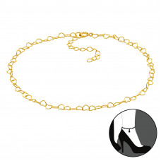 26cm Heart Chain Sterling Silver Anklet