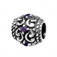 Silver Round Bead with Cubic Zirconia