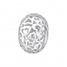 Silver Filigree Hearts Bead