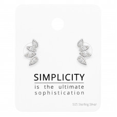 Leaf Sterling Silver Set and Jewelry on Card with Cubic Zirconia