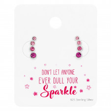 Geometric Sterling Silver Ear Studs with 8x Crystal on Sparkle Card