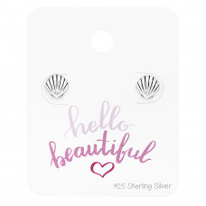 6mm Shell Sterling Silver Ear Studs on Beautiful Card