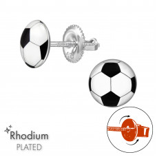 Football Children's Sterling Silver Screw Back Ear Studs