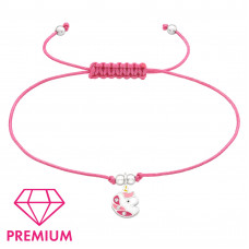 Children's Silver Unicorn Adjustable Corded Bracelet with Crystal and Epoxy