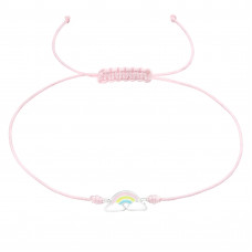 Children's Silver Rainbow Adjustable Corded Bracelet with Epoxy