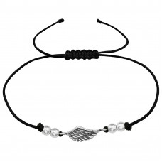 Silver Wing Adjustable Corded Bracelet
