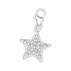 Silver Star Clip on Charm with Crystal