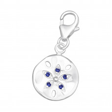 Silver Flower Clip on Charm with Cubic Zirconia