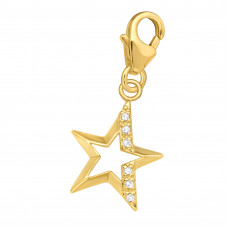 Silver Star Clip on Charm with Cubic Zirconia