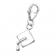 Silver Graduation Cap Clip on Charm