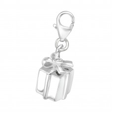 Silver Gift Box Clip on Charm