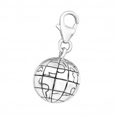 World Sterling Silver Clip on Charm with Epoxy