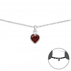 Silver Heart Choker with Cubic Zirconia