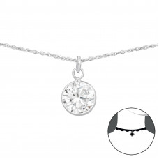 Silver Round Choker with Cubic Zirconia