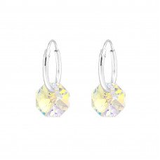 Octagon Sterling Silver Earrings with Genuine European Crystal