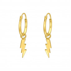 Silver Ear Hoops with Hanging Lightning Bolt