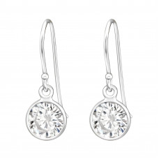Round Sterling Silver Earrings with Cubic Zirconia