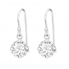 Silver 8mm Round Earrings with Cubic Zirconia