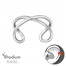 Cross Sterling Silver Rhodium Plated Ear Cuff