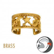 Moon and Star 18k Gold Plated Brass Ear Cuff