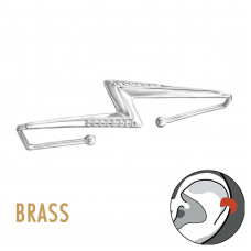 Thunderbolt Silver Plated Brass Ear Cuff with 14 Cubic Zirconias