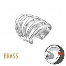 Five Wires Line Silver Plated Brass Ear Cuff