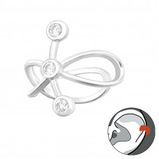 Silver Geometric Ear Cuff with Cubic Zirconia