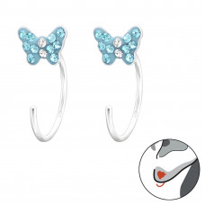 Silver Butterfly Ear Huggers with Crystal