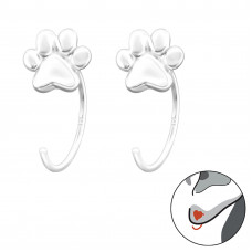 Silver Paw Print Ear Huggers