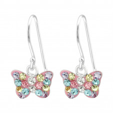 Children's Silver Butterfly Earrings with Crystal