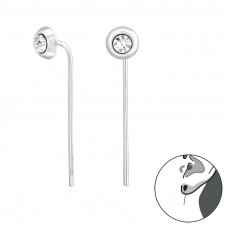 Silver Round Earrings with Crystal