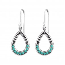 Silver Pear Earrings with Imitation Pearl