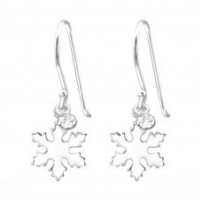 Silver Snowflake Earrings with Crystal
