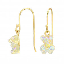 Children's Sterling Silver Gold Plated Earrings with Acrylic Bear