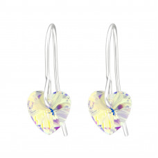 Silver Hearts Earrings with Crystal