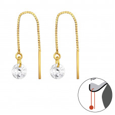 Silver Thread Through Round 5mm Earrings with Cubic Zirconia