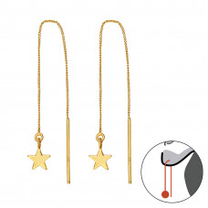 Silver Thread Through Star Earrings