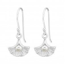 Silver Flower Earrings with Imitation Pearl