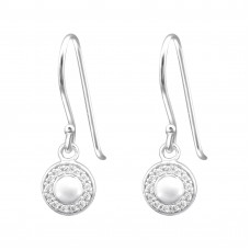 Silver Round Earrings with Cubic Zirconia