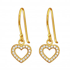 Silver Heart Earrings with Cubic Zirconia