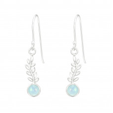 Silver Leaf Earrings with Imitation Opal