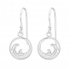 12mm Wave Sterling Silver Earrings