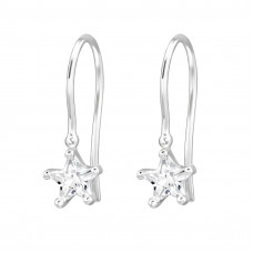 6mm Star Sterling Silver Earrings with Cubic Zirconia