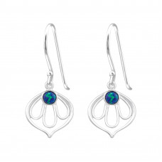 Lotus Sterling Silver Earrings with Synthetic Opal