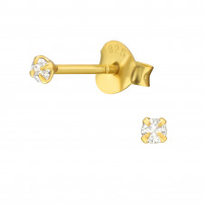 Silver Round 2mm Basic Ear Studs with Cubic Zirconia