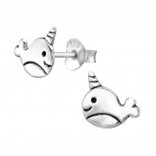 Children's Silver Whale Ear Studs