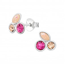 Cluster Sterling Silver Ear Studs with Imatation Opal and Crystal