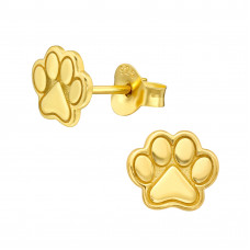 Children's Silver Paw Print Ear Studs