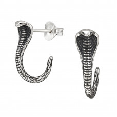 Cobra Sterling Silver Oxidized Ear Studs