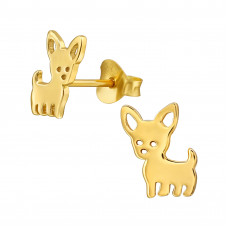 Children's Silver Dog Ear Studs